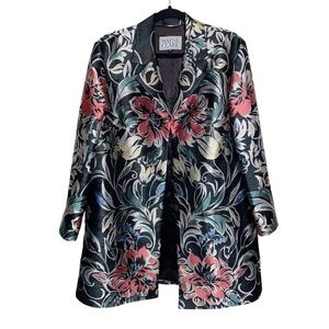 Wayne Clark Jacket Womens Size 10 Floral Brocade Long Designer Elegant Formal